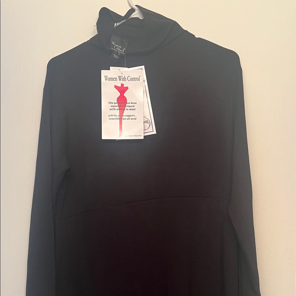 Women With Control Classic Black Turtleneck Dress long sleeved